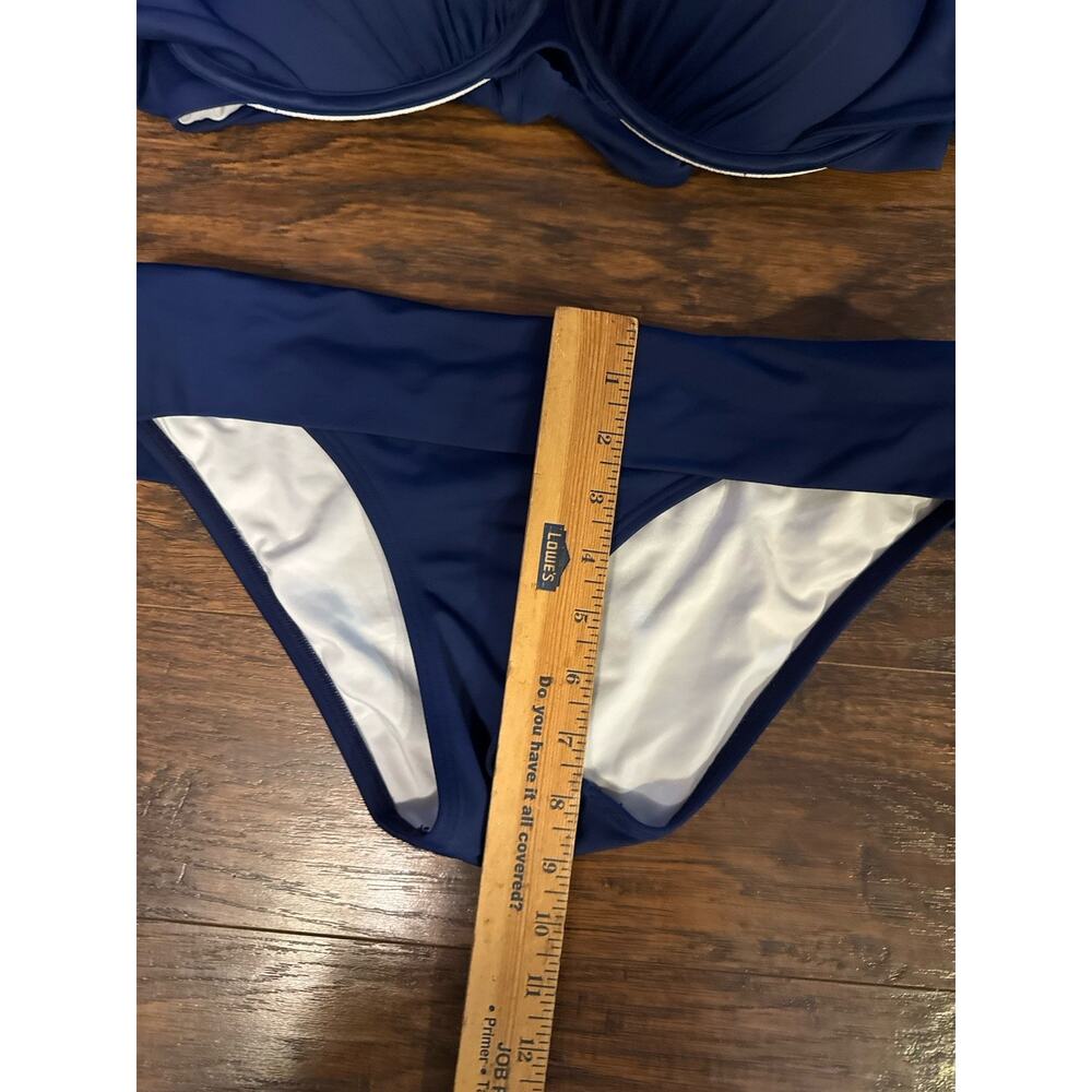 Victoria's Secret Bandeau Bikini Set Swim Top 38 DD Blue Underwire Bottom sz:med - Picture 2 of 6